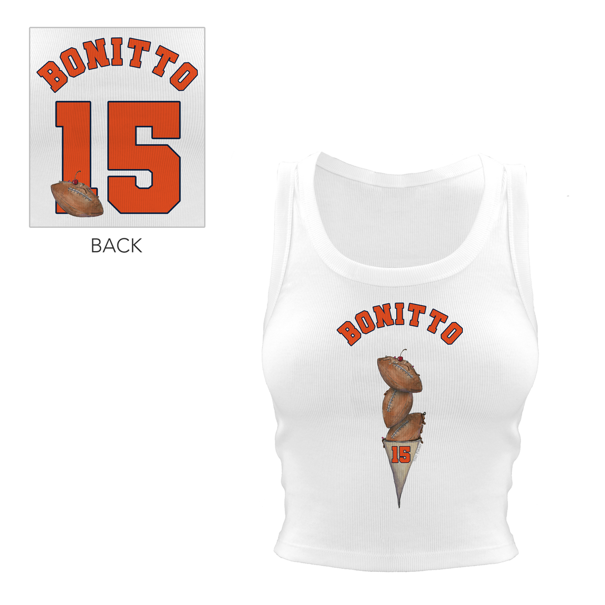 VIP Football: Triple Scoop w/ Name - Crop Tank - Tiny Turnip