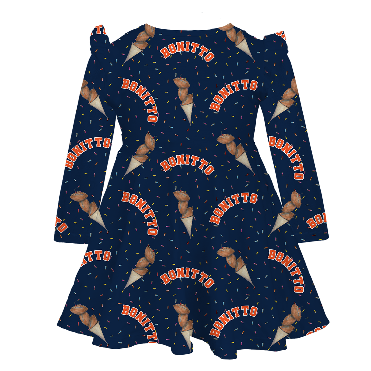 VIP Football: Triple Scoop w/ Name - Long Sleeve Molly Dress - Tiny Turnip