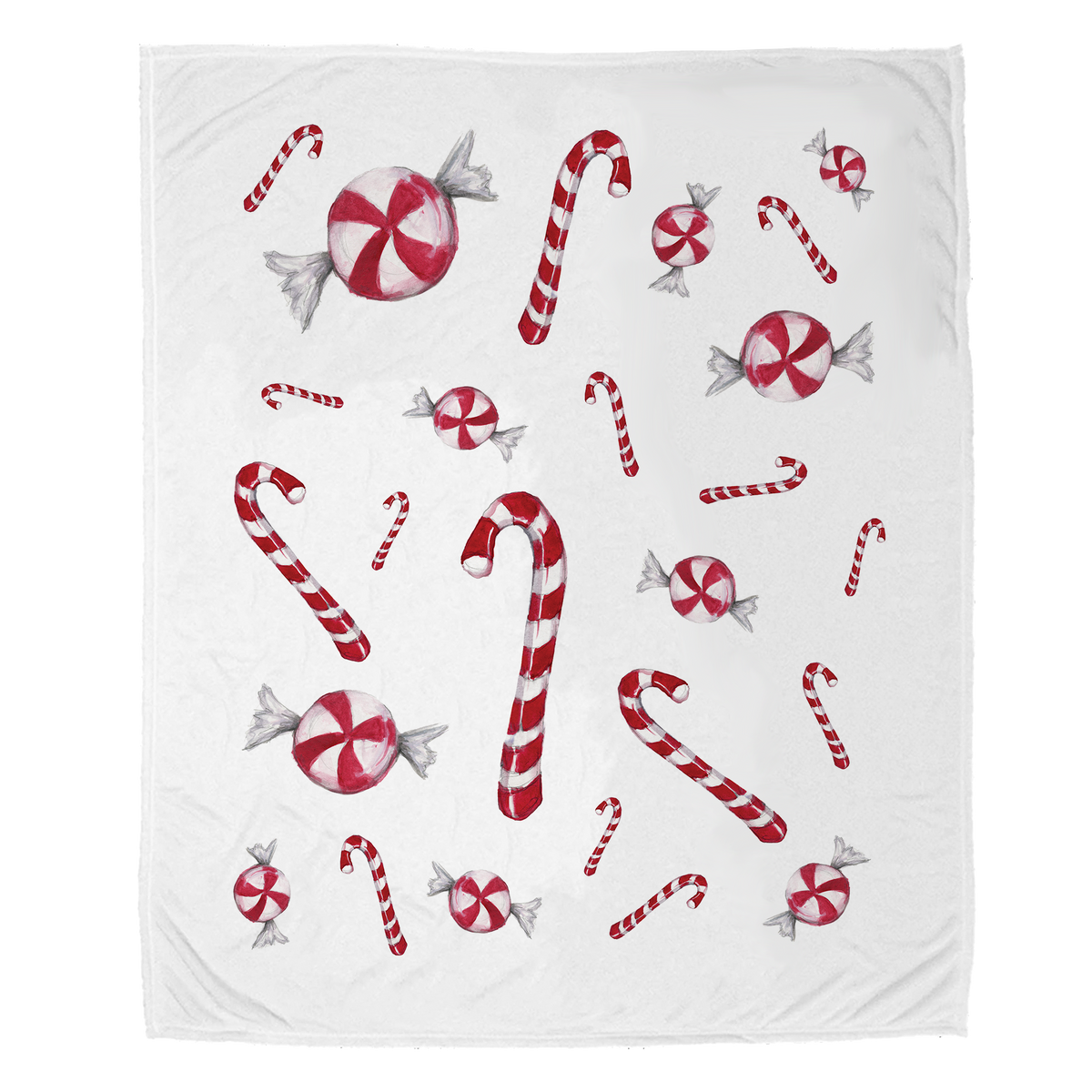 Candy Cane Peppermint Velveteen Plush Blanket