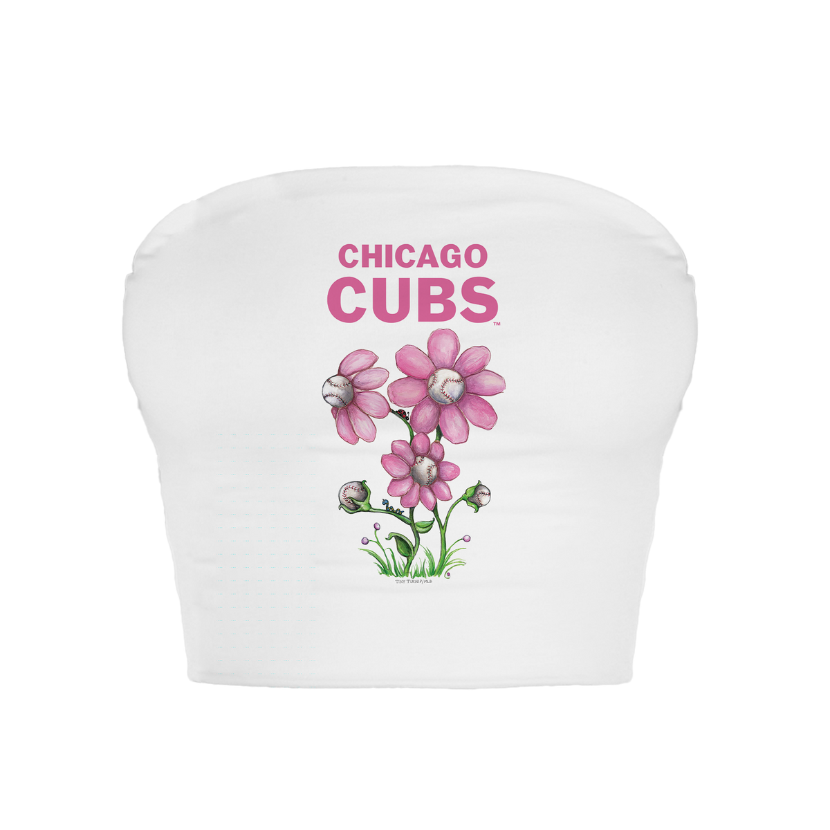 Chicago Cubs Blooming Baseballs Crop Tube Top - Tiny Turnip