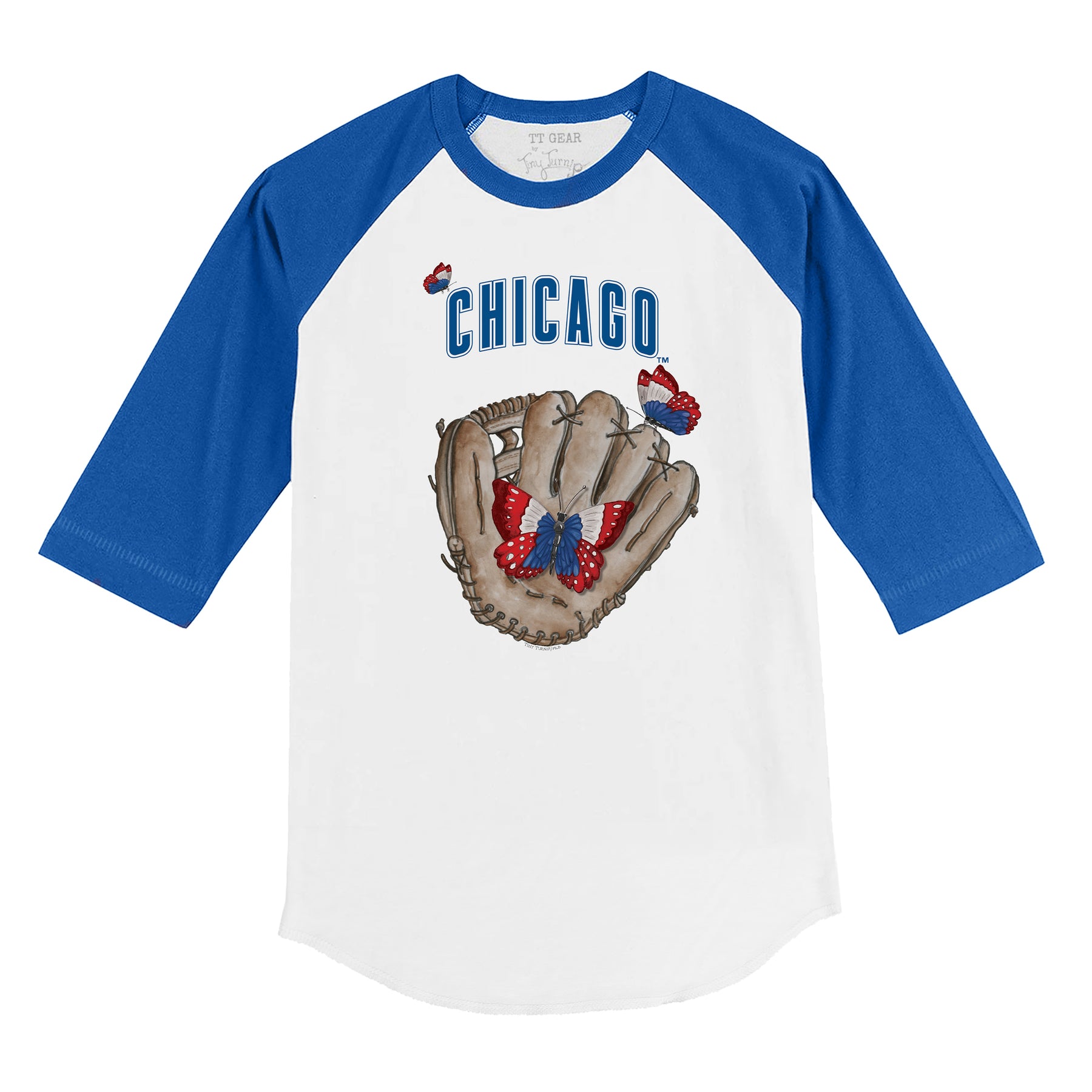 Chicago Cubs Butterfly Glove 3/4 Royal Blue Sleeve Raglan