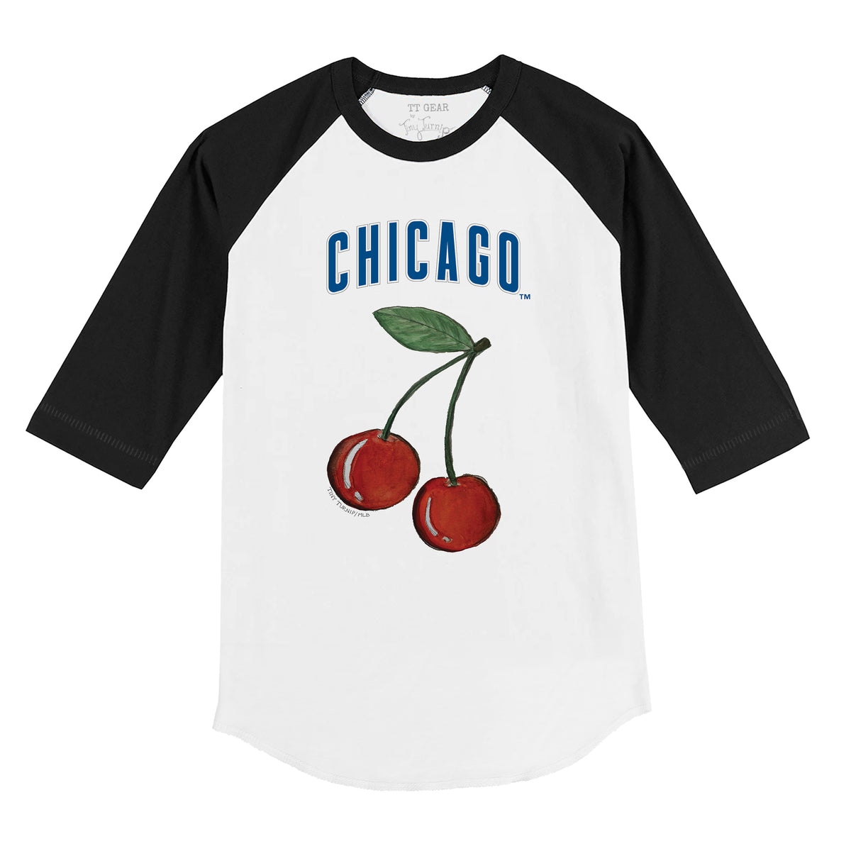 Chicago Cubs Cherry 3/4 Black Sleeve Raglan