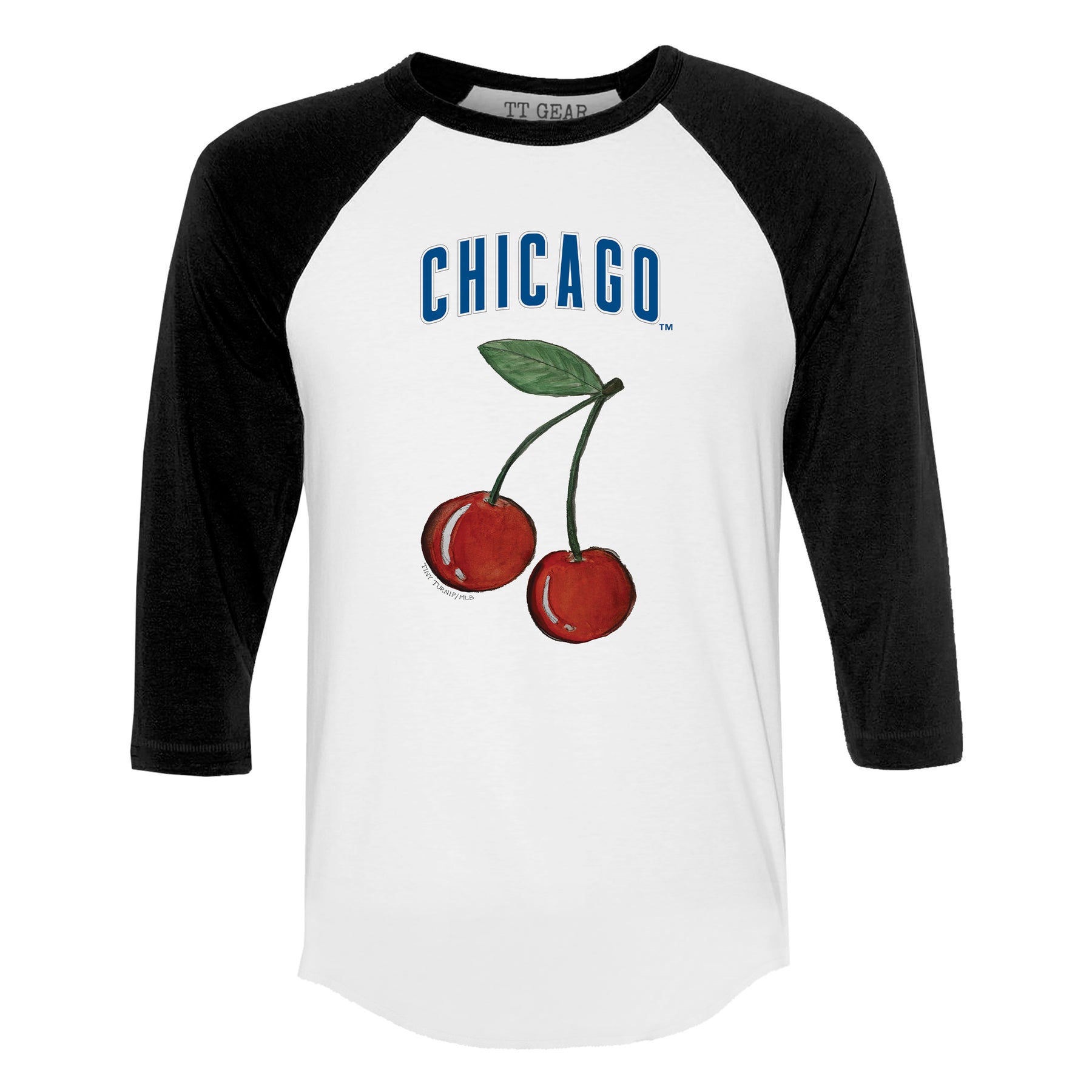 Chicago Cubs Cherry 3/4 Black Sleeve Raglan
