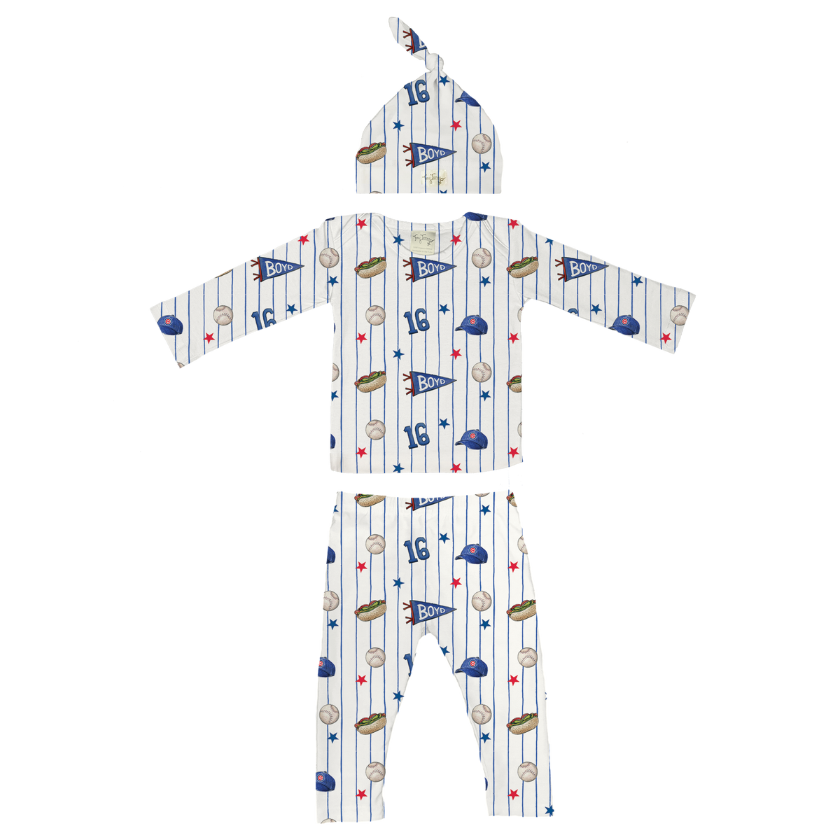 City Collage w/ Name, Number - Short Sleeve Layette Set - Tiny Turnip