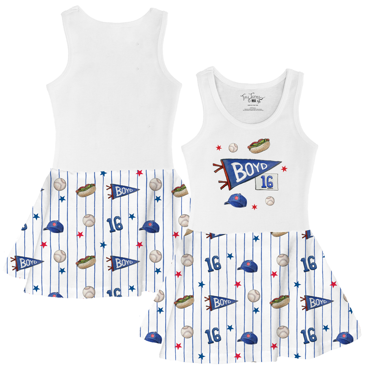 VIP MLB MLB City Collage w/ Name, Number - Tank Swing Dress - Tiny Turnip