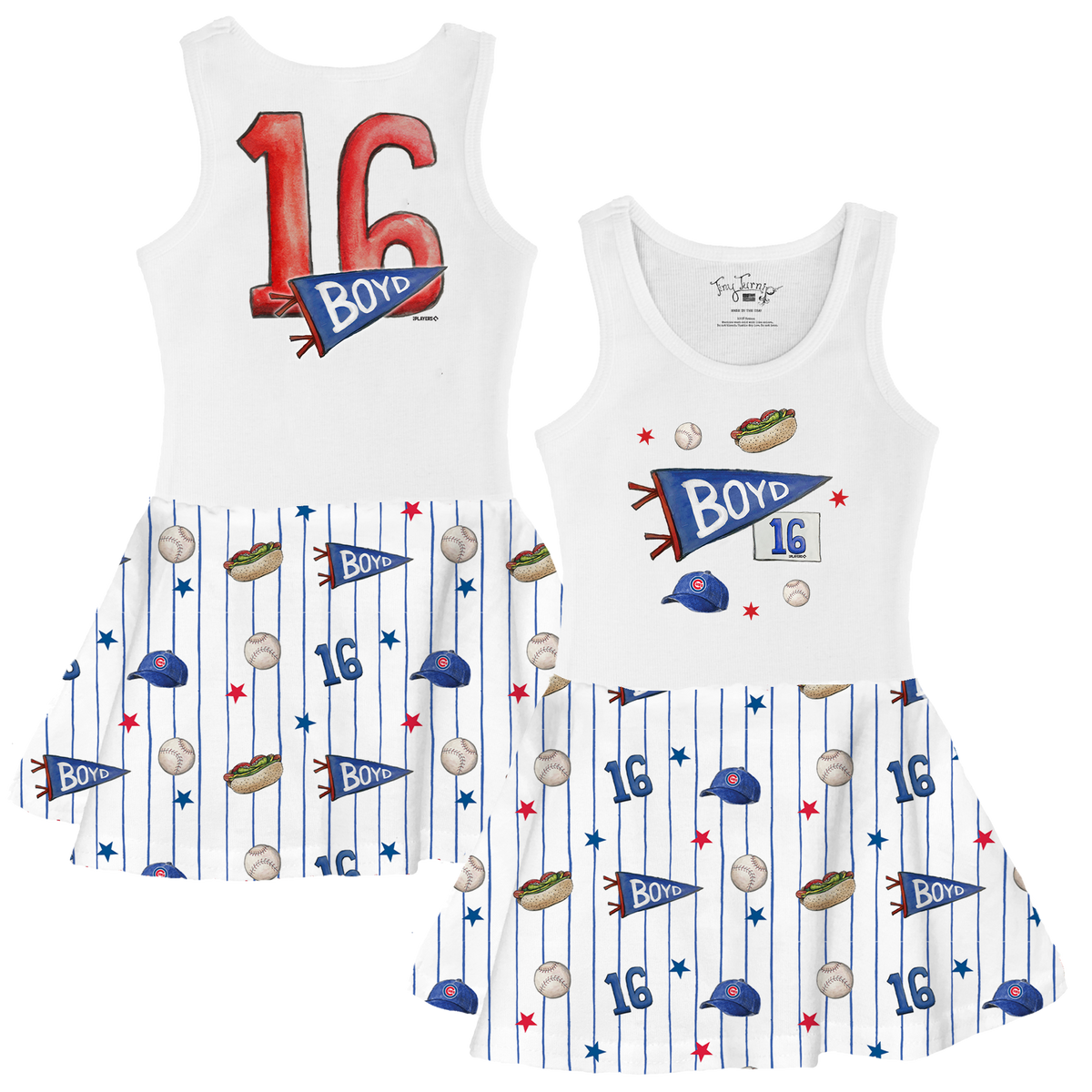 City Collage w/ Name, Number - Tank Swing Dress - Tiny Turnip