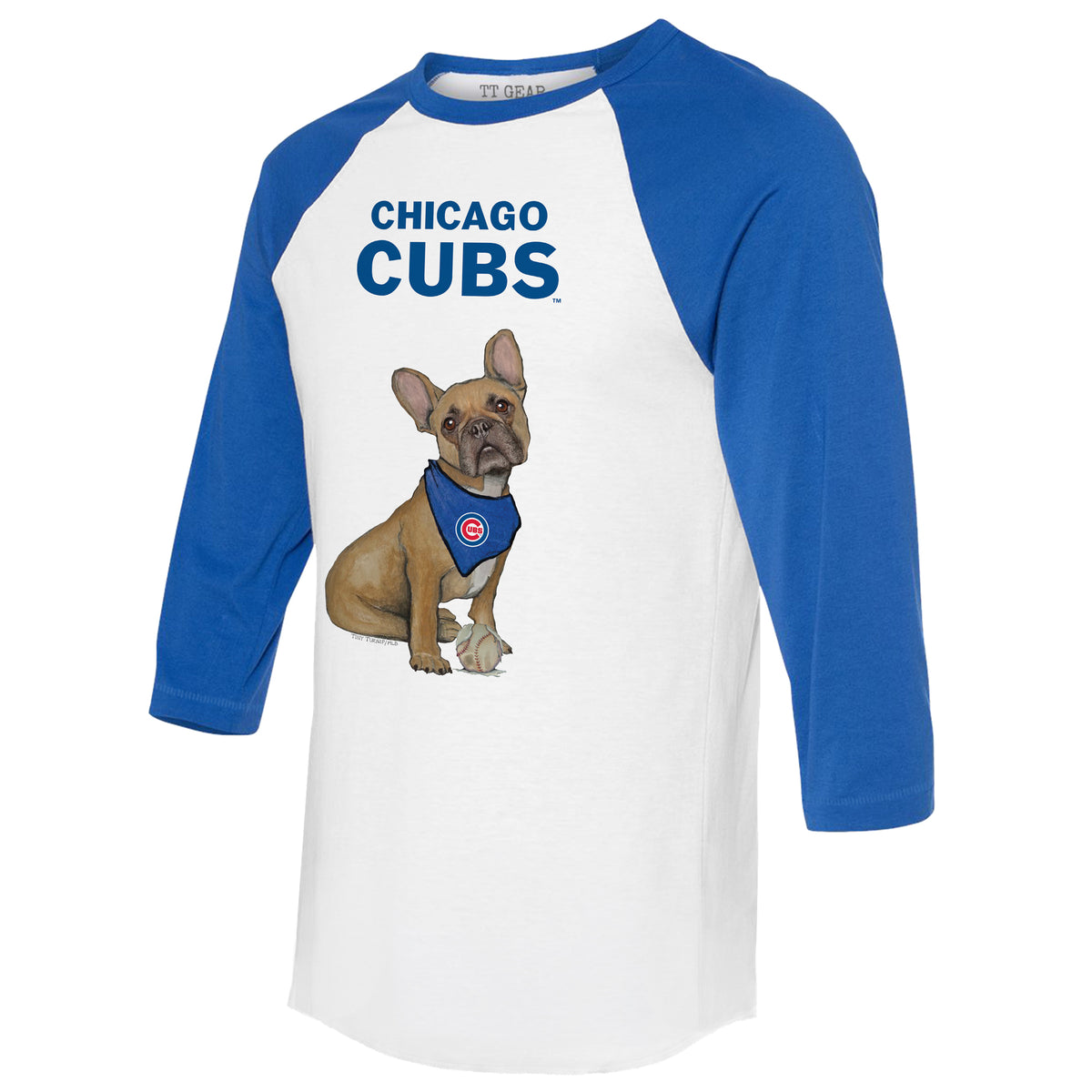 Chicago Cubs French Bulldog 3/4 Royal Blue Sleeve Raglan