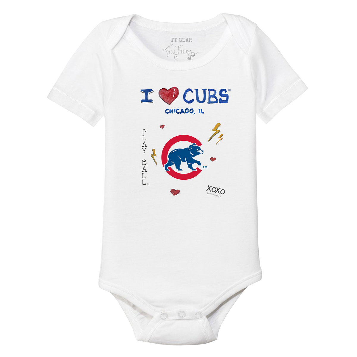 I Heart Cubs Short Sleeve Snapper - Tiny Turnip