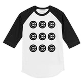 Chicago Cubs Logo Grid 3/4 Black Sleeve Raglan