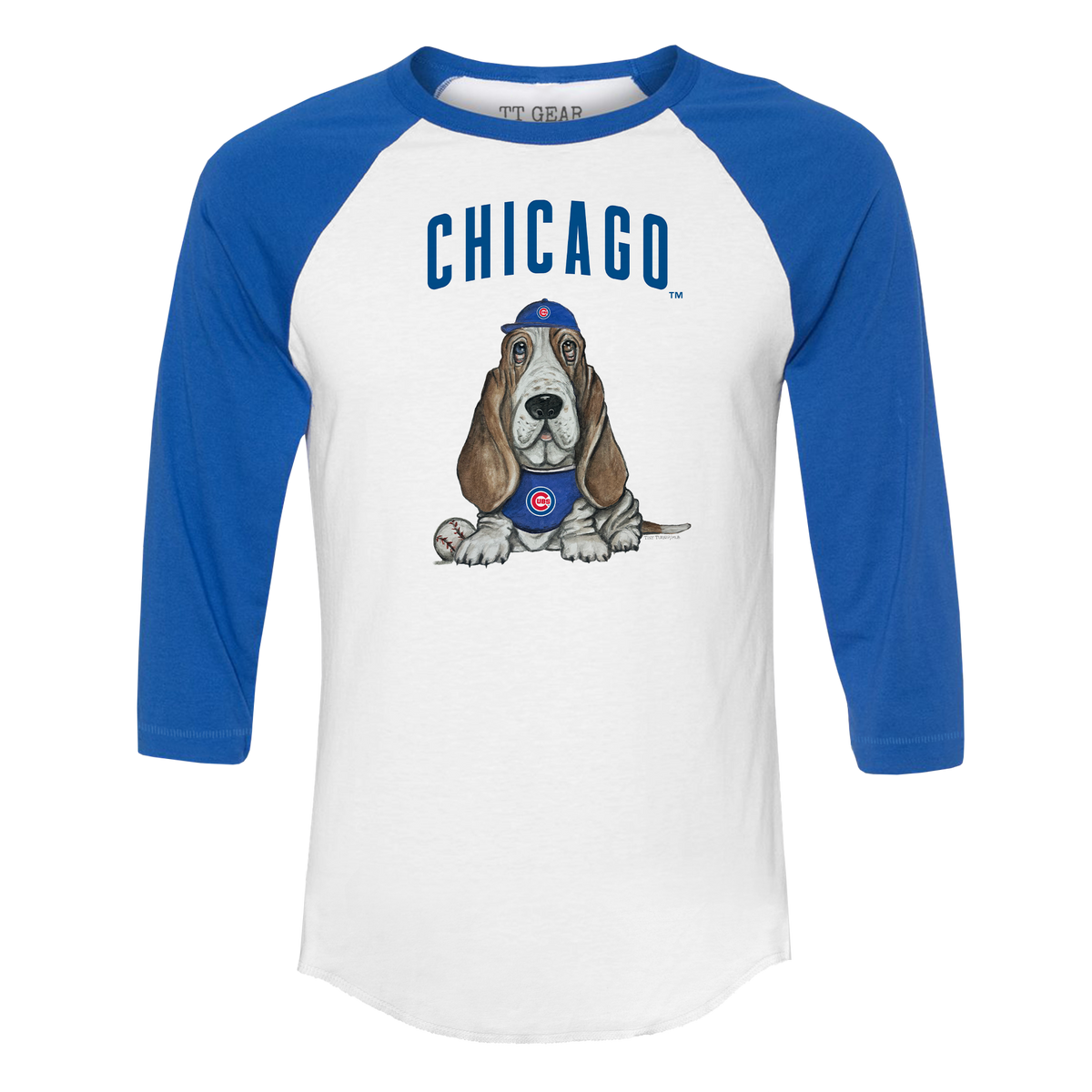 Chicago Cubs Puddy 3/4 Royal Blue Sleeve Raglan - Tiny Turnip