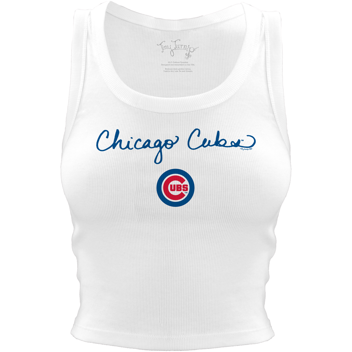 Chicago Cubs Logo Script Crop Tank - Tiny Turnip