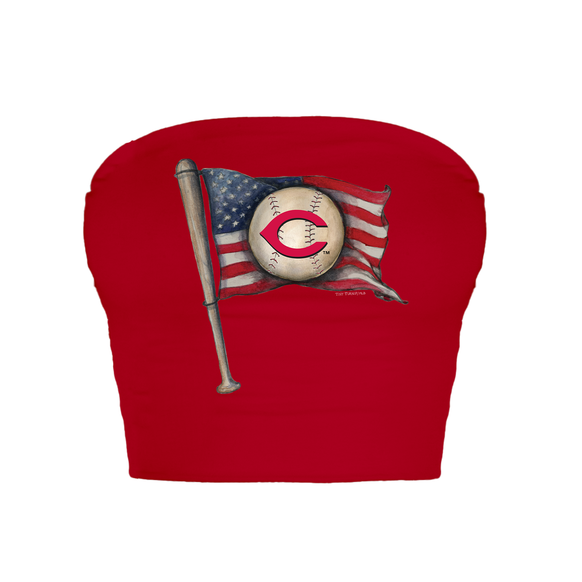 Cincinnati Reds Baseball Flag Crop Tube Top