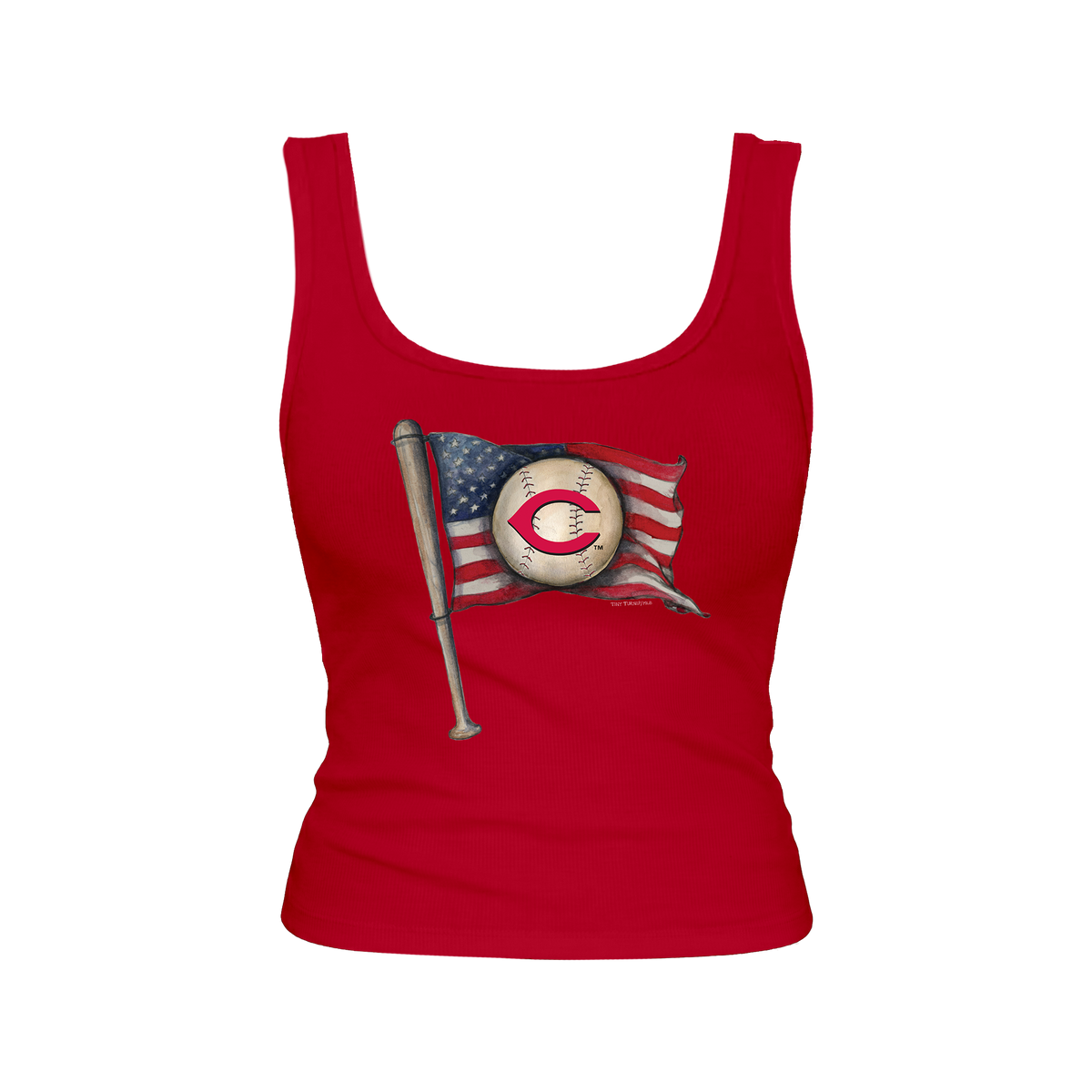 Cincinnati Reds Baseball Flag Emmy Tank