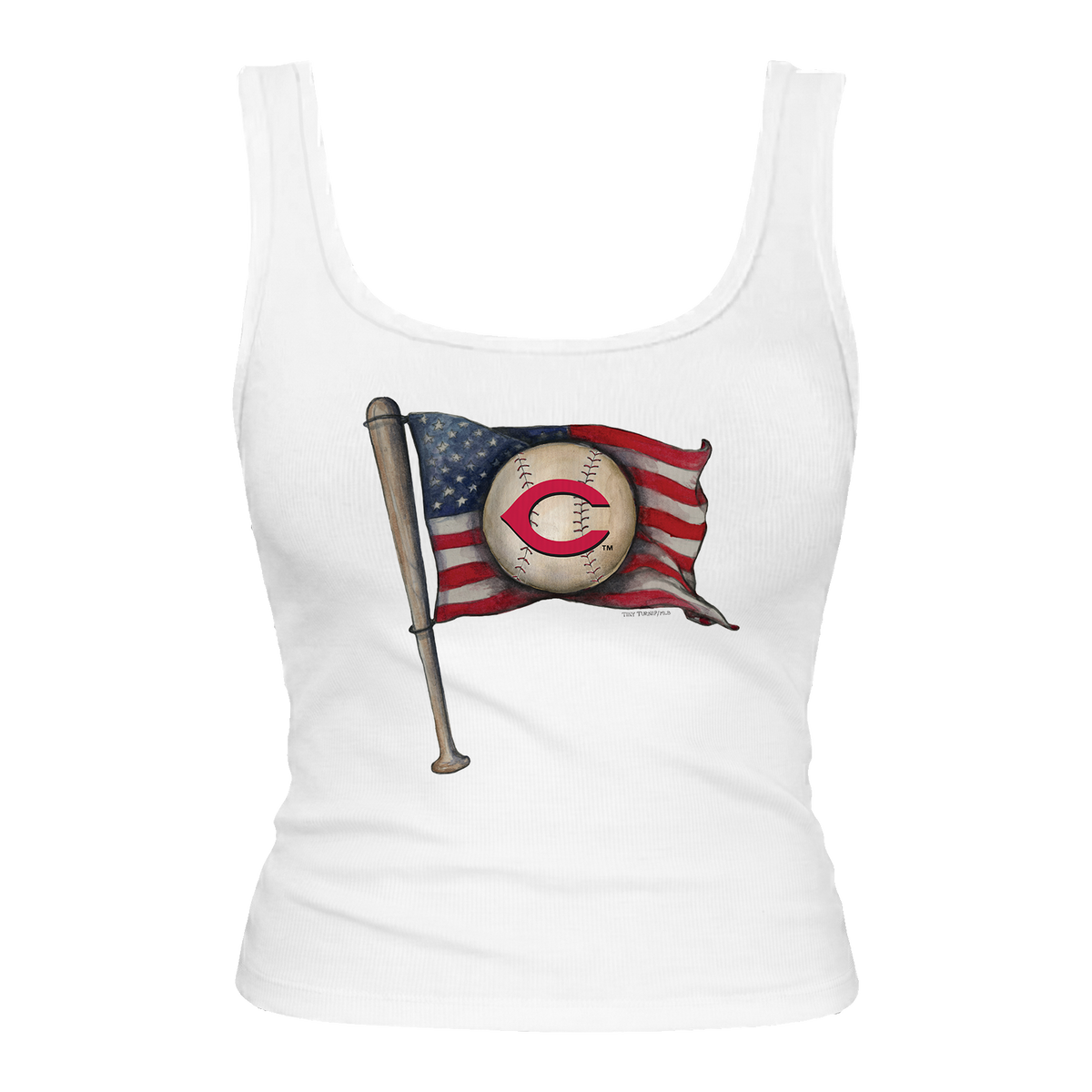 Cincinnati Reds Baseball Flag Emmy Tank