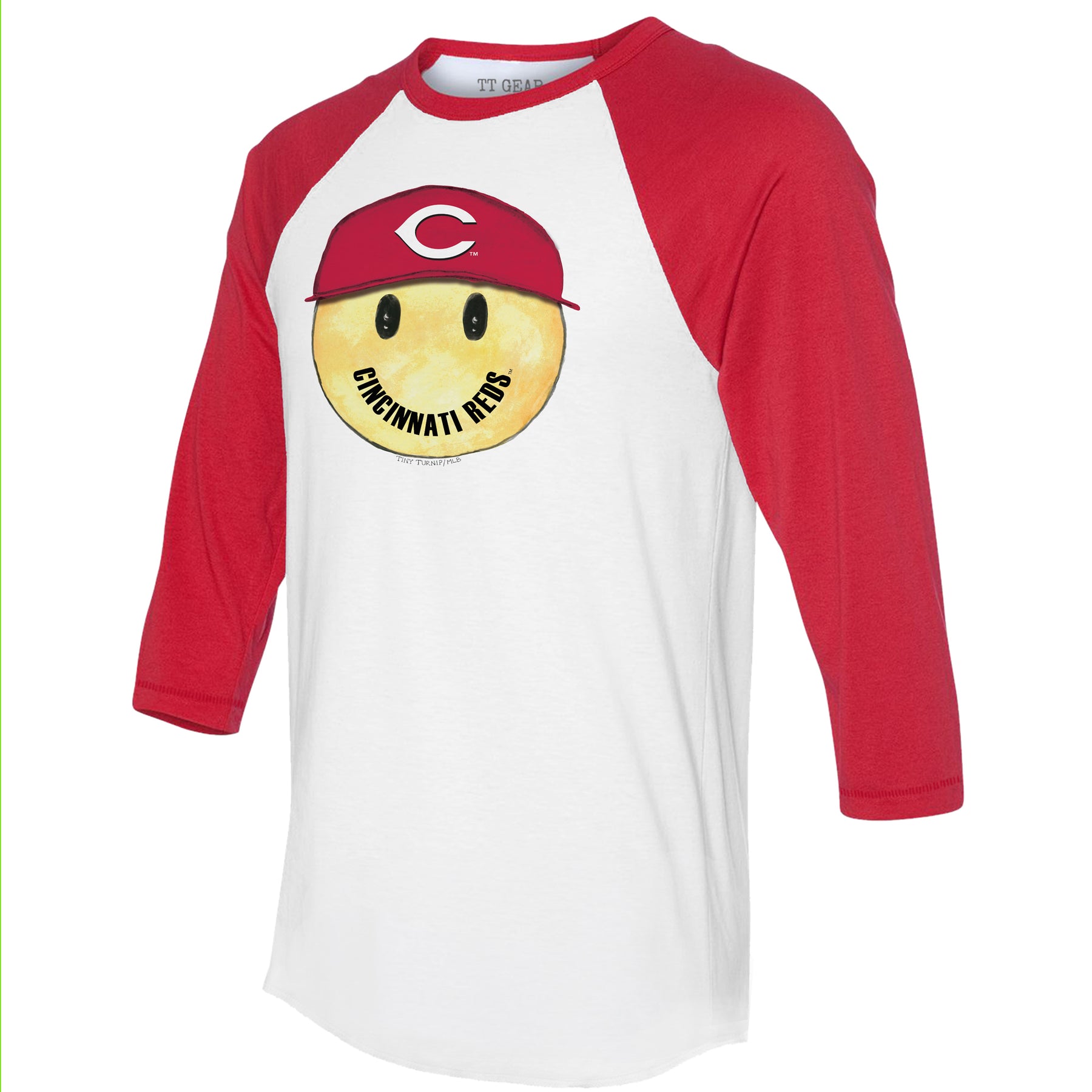 Cincinnati Reds Smiley 3/4 Red Sleeve Raglan