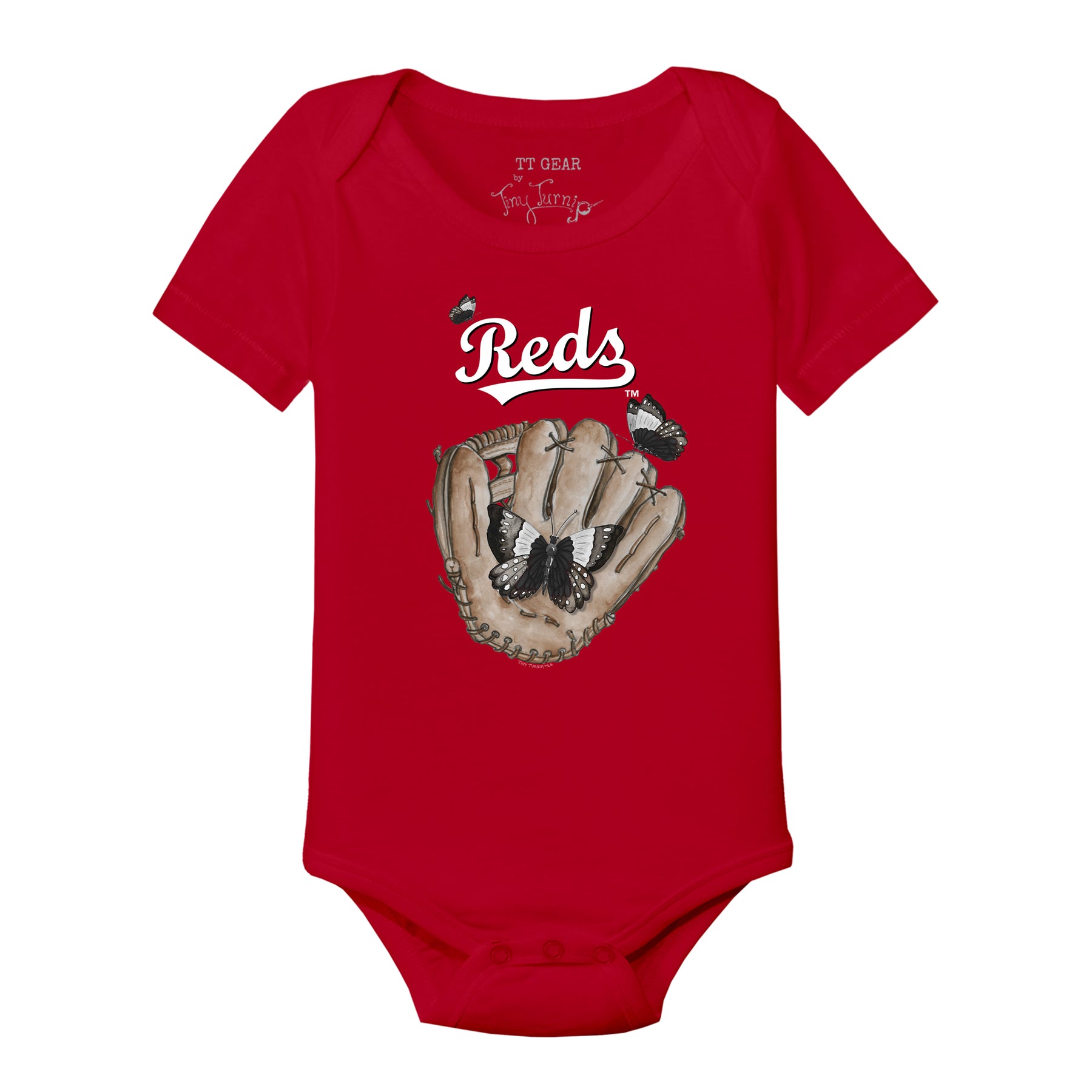 Cincinnati Reds Butterfly Glove Short Sleeve Snapper