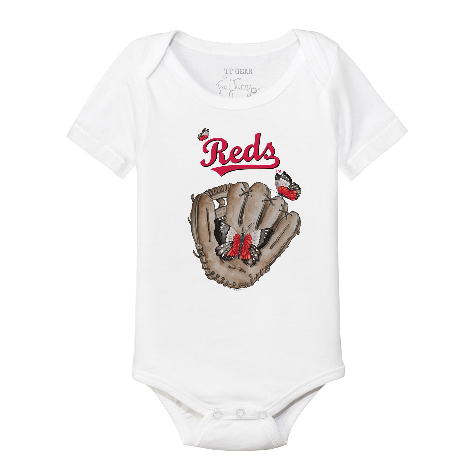 Cincinnati Reds Butterfly Glove Short Sleeve Snapper