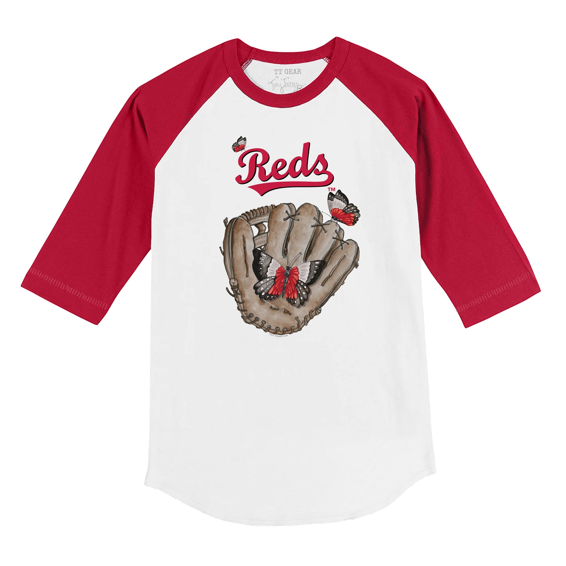 Cincinnati Reds Butterfly Glove 3/4 Red Sleeve Raglan