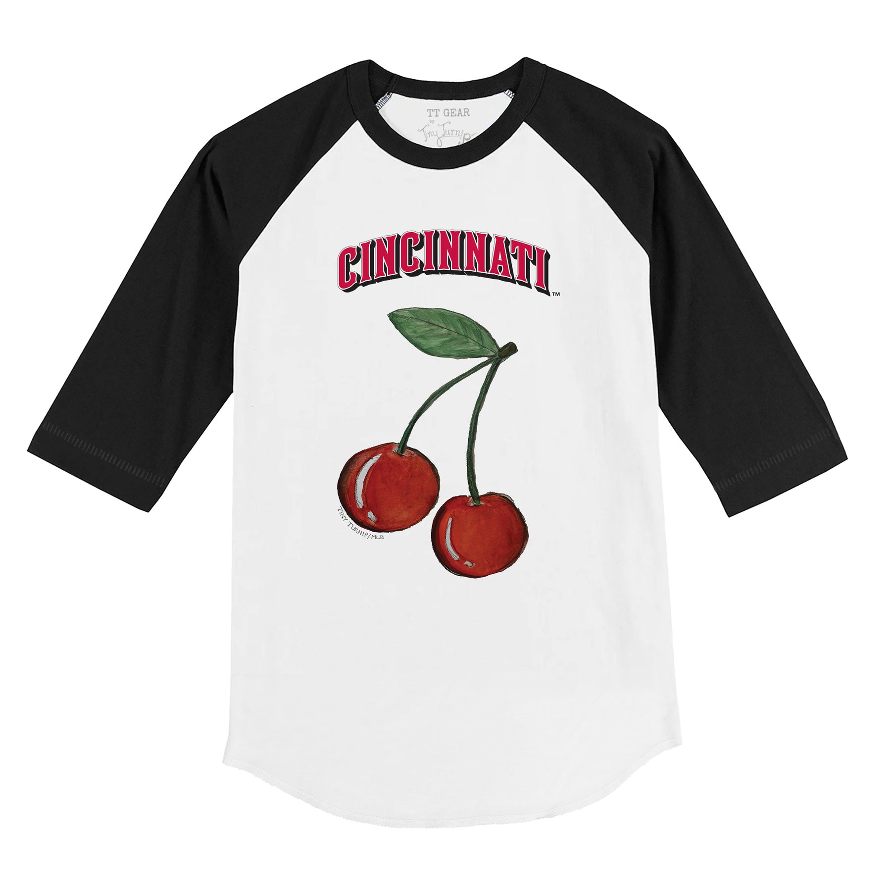 Cincinnati Reds Cherry 3/4 Black Sleeve Raglan