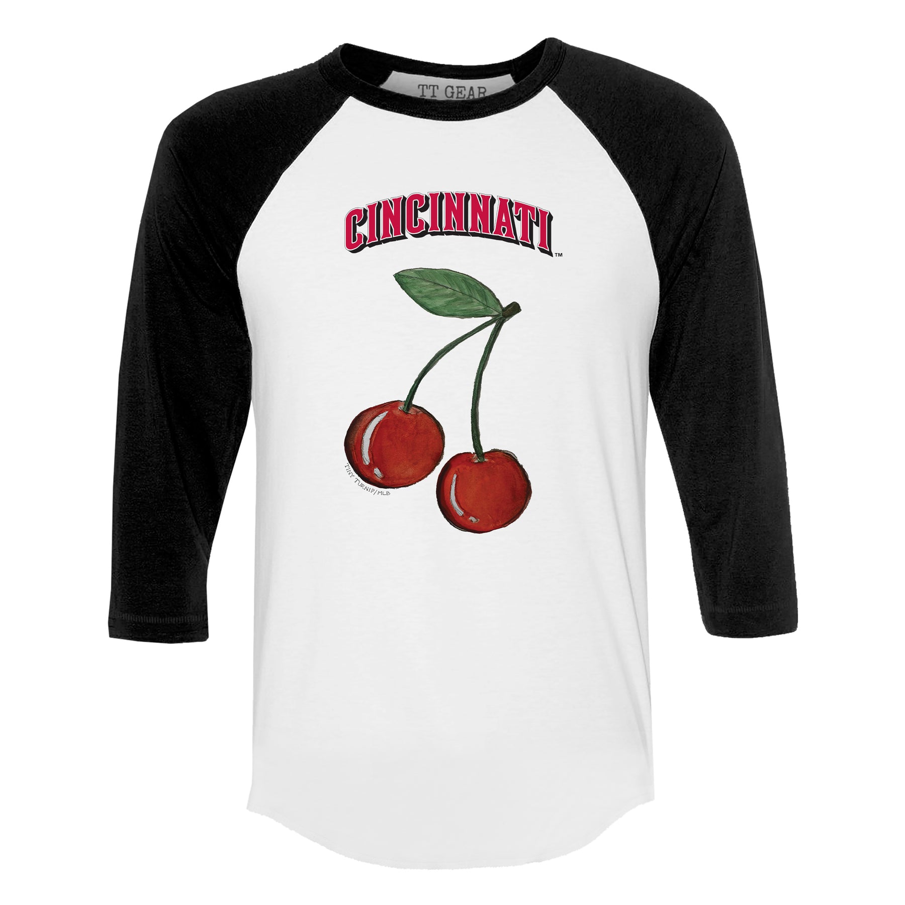 Cincinnati Reds Cherry 3/4 Black Sleeve Raglan