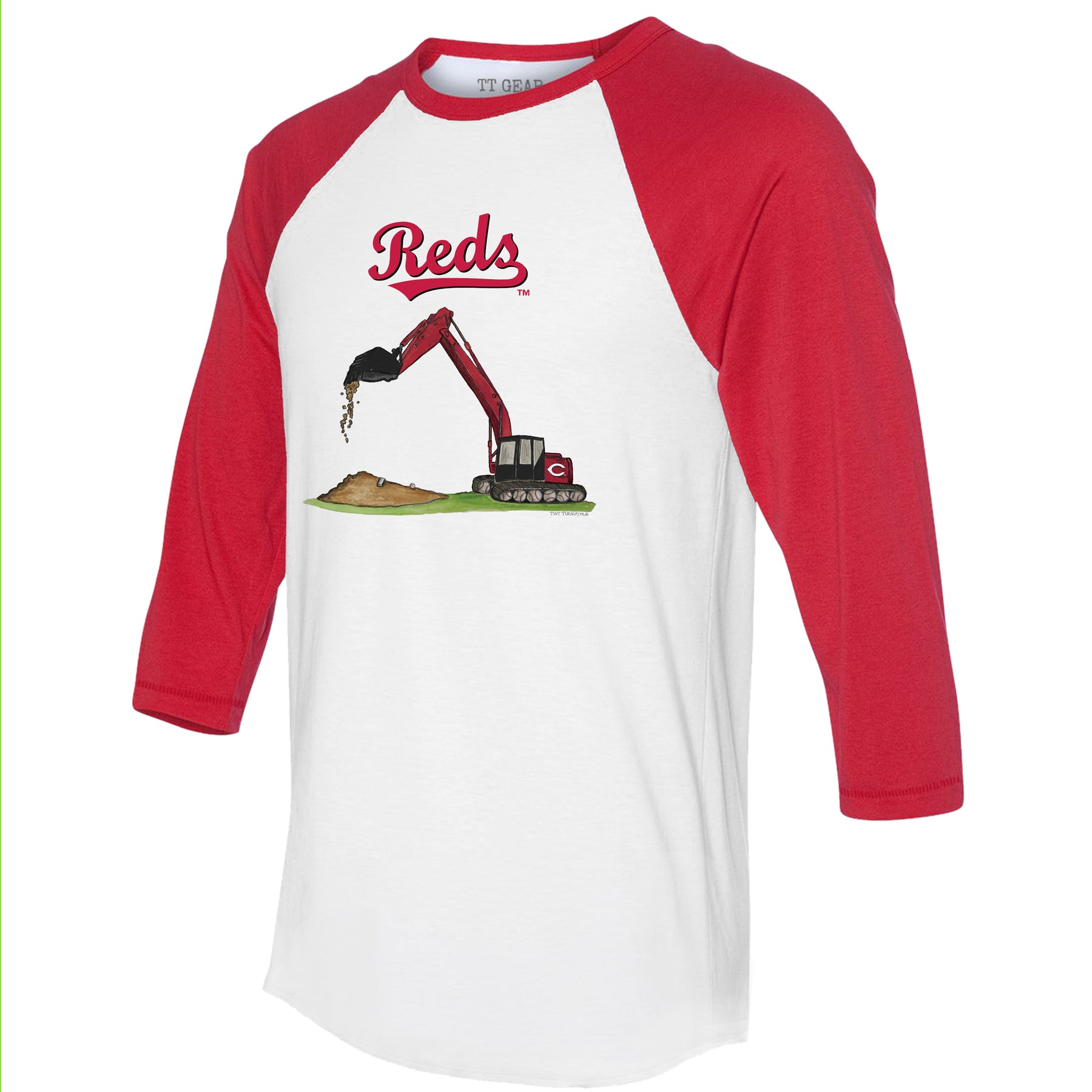 Cincinnati Reds Excavator 3/4 Red Sleeve Raglan