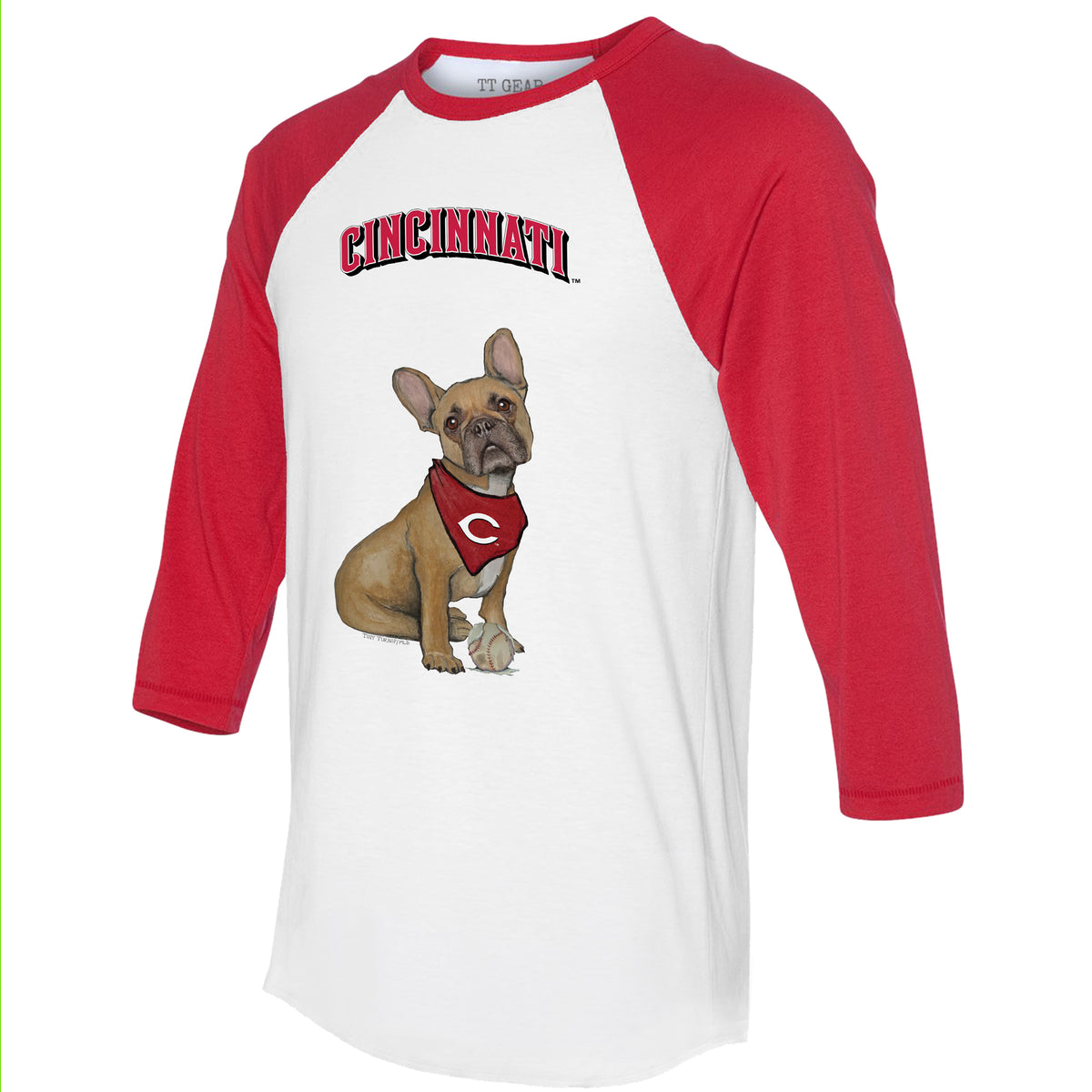Cincinnati Reds French Bulldog 3/4 Red Sleeve Raglan