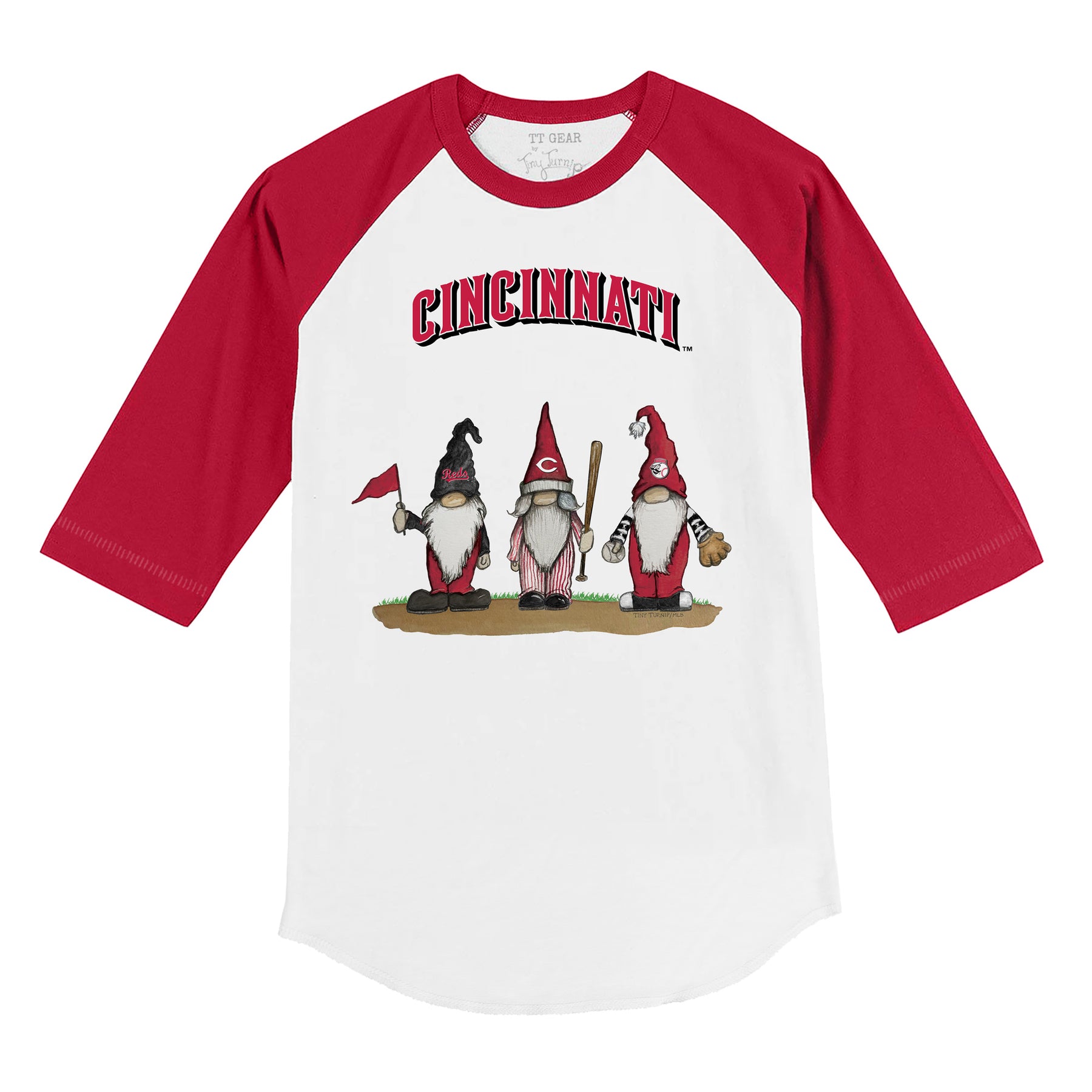 Cincinnati Reds Gnomes 3/4 Red Sleeve Raglan