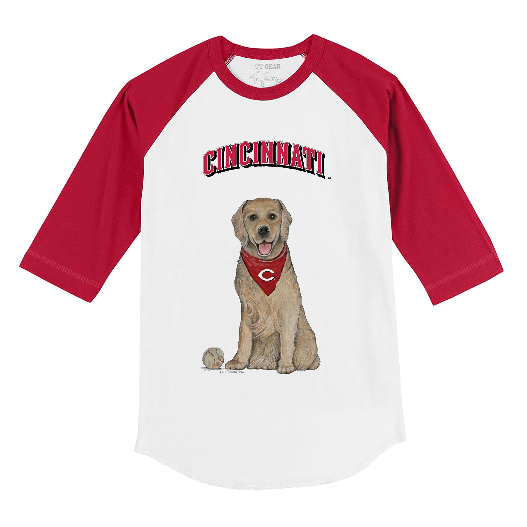 Cincinnati Reds Golden Retriever 3/4 Red Sleeve Raglan