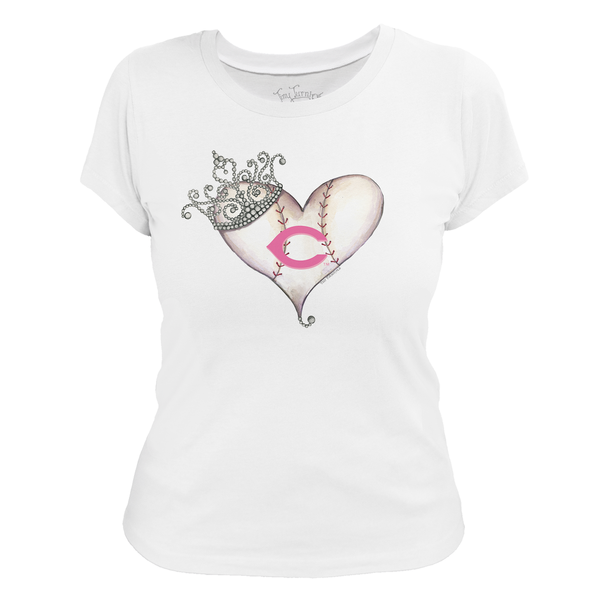 Cincinnati Reds Tiara Heart Tee Shirt - Tiny Turnip