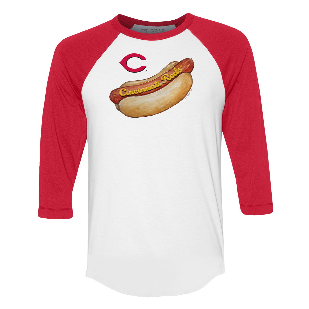Cincinnati Reds Hot Dog 3/4 Red Sleeve Raglan