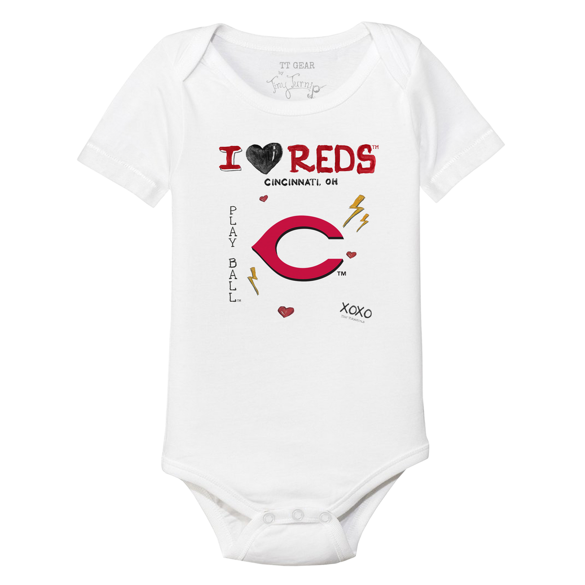 I Heart Reds Short Sleeve Snapper - Tiny Turnip