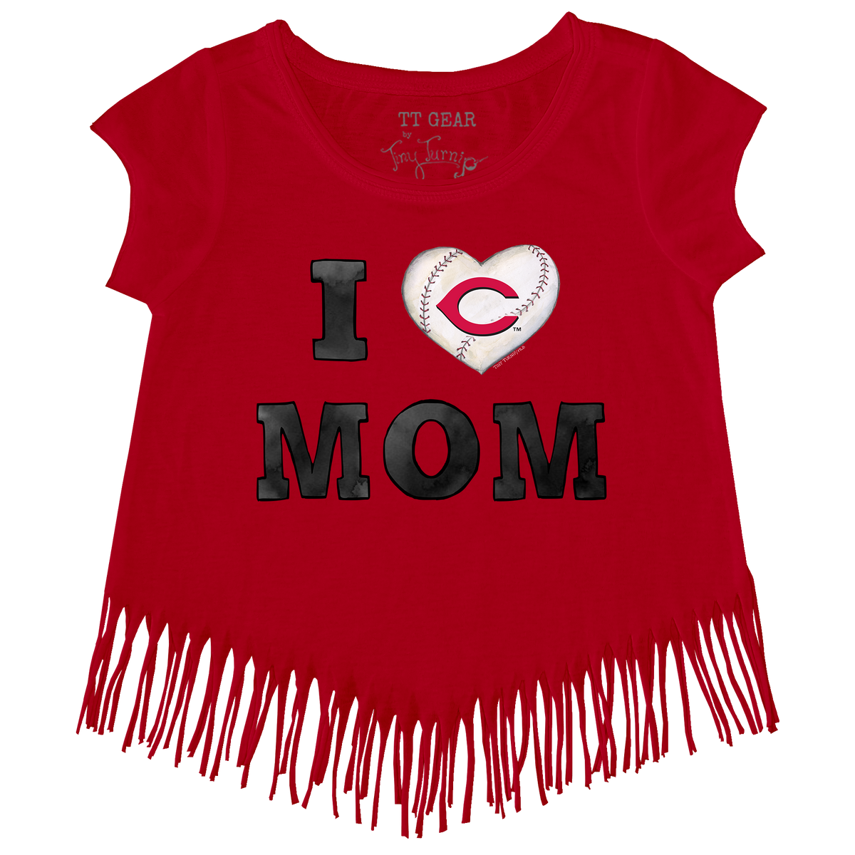 Cincinnati Reds I Love Mom Fringe Tee