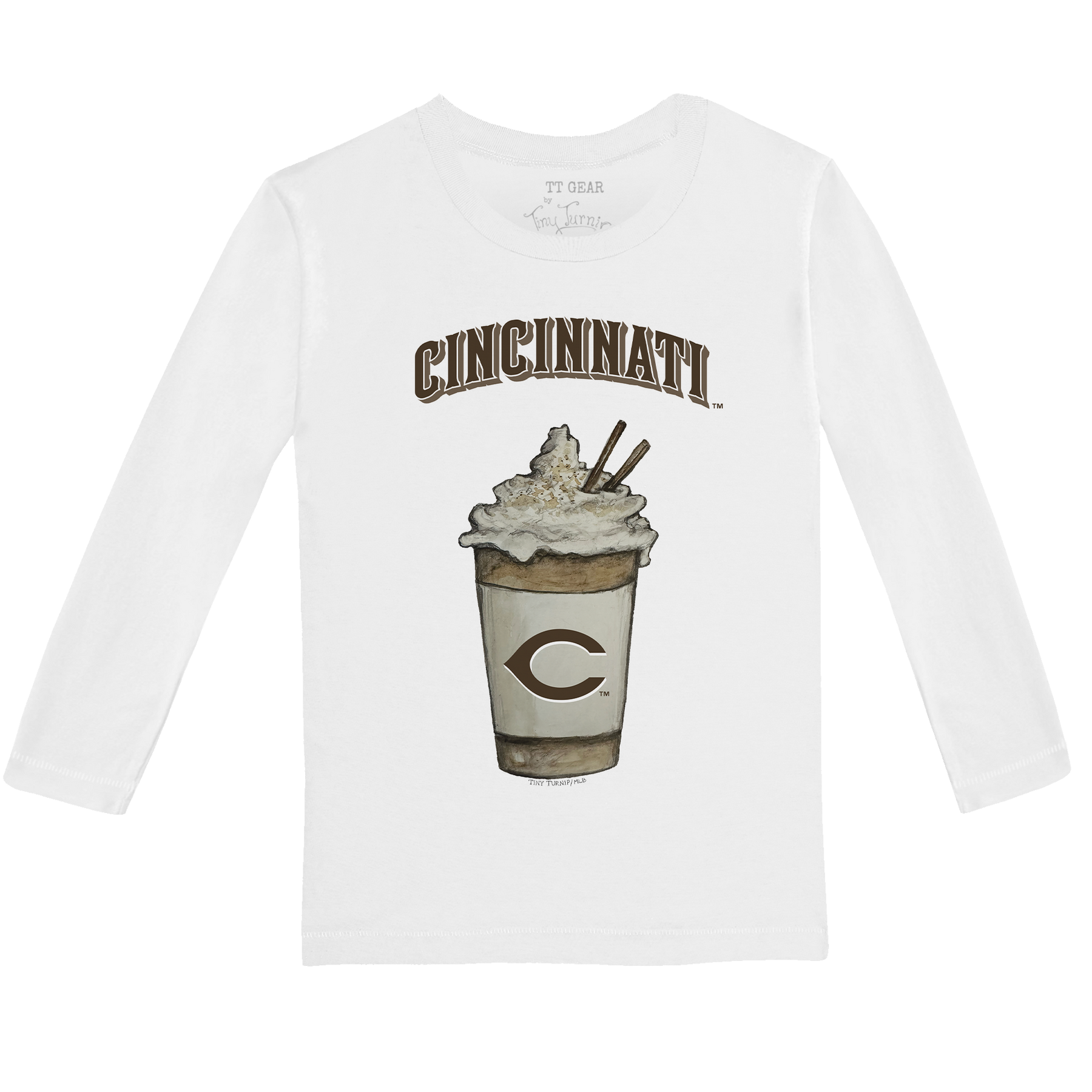 Cincinnati Reds Latte Long-Sleeve Tee Shirt