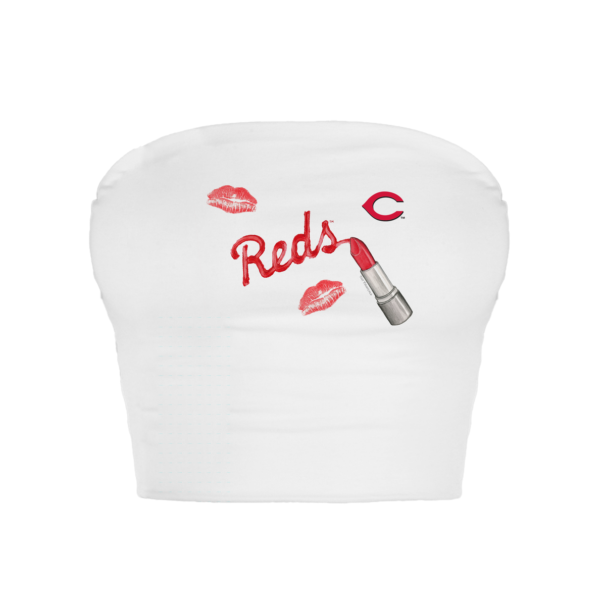 Cincinnati Reds Lipstick Crop Tube Top - Tiny Turnip