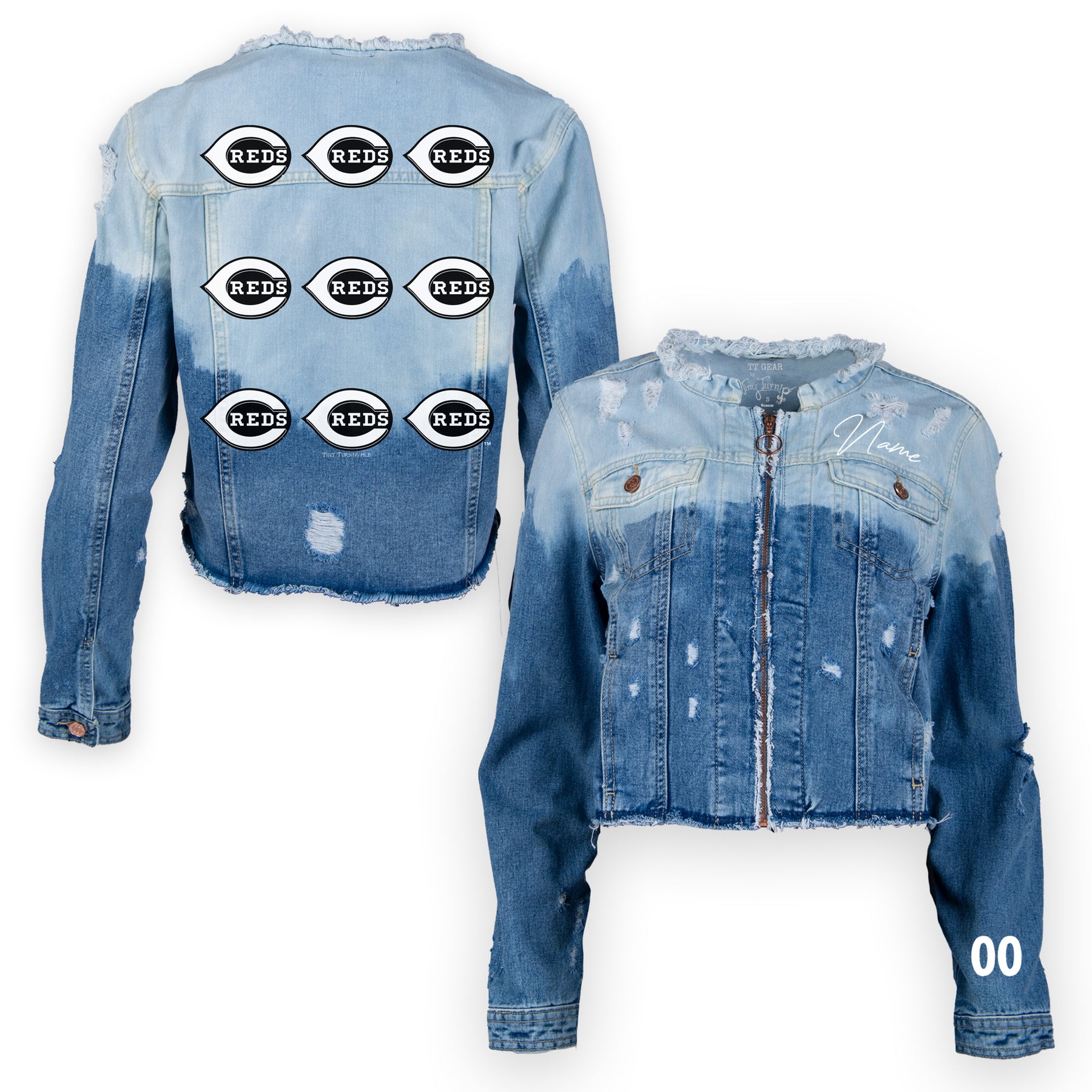 Cincinnati Reds Dip-Dyed Khloe Denim Logo Grid