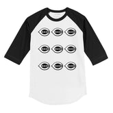 Cincinnati Reds Logo Grid 3/4 Black Sleeve Raglan