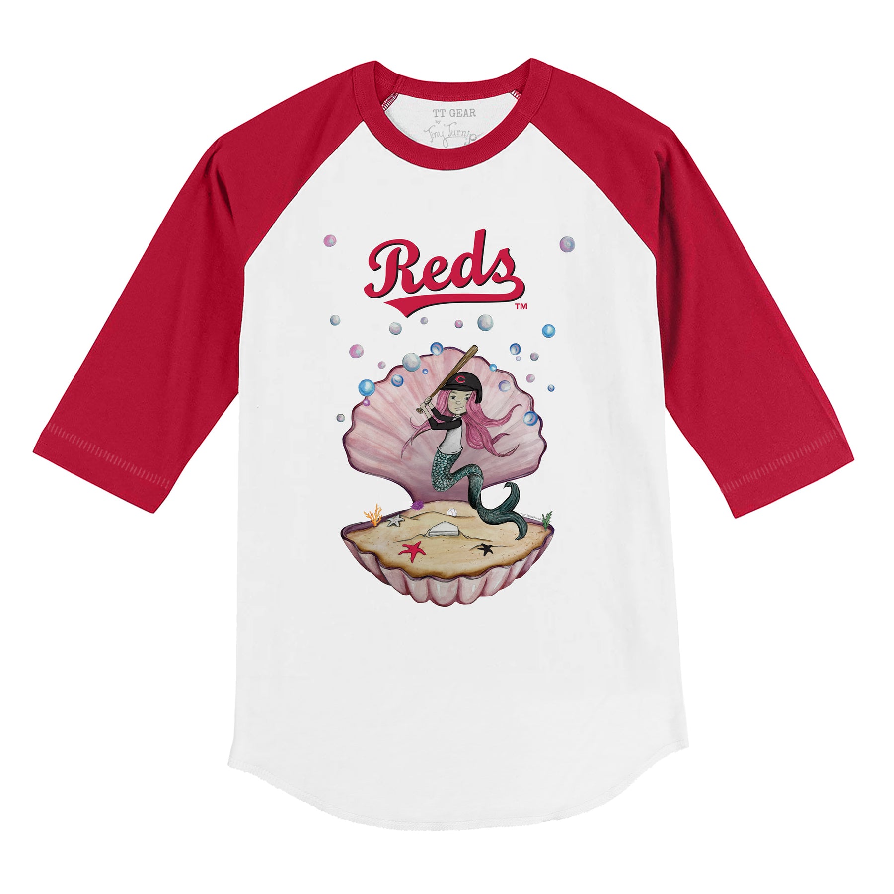 Cincinnati Reds Mermaid 3/4 Red Sleeve Raglan