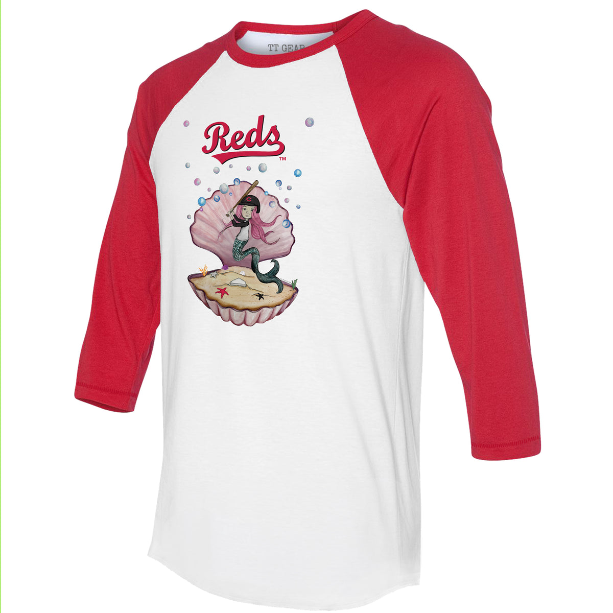 Cincinnati Reds Mermaid 3/4 Red Sleeve Raglan