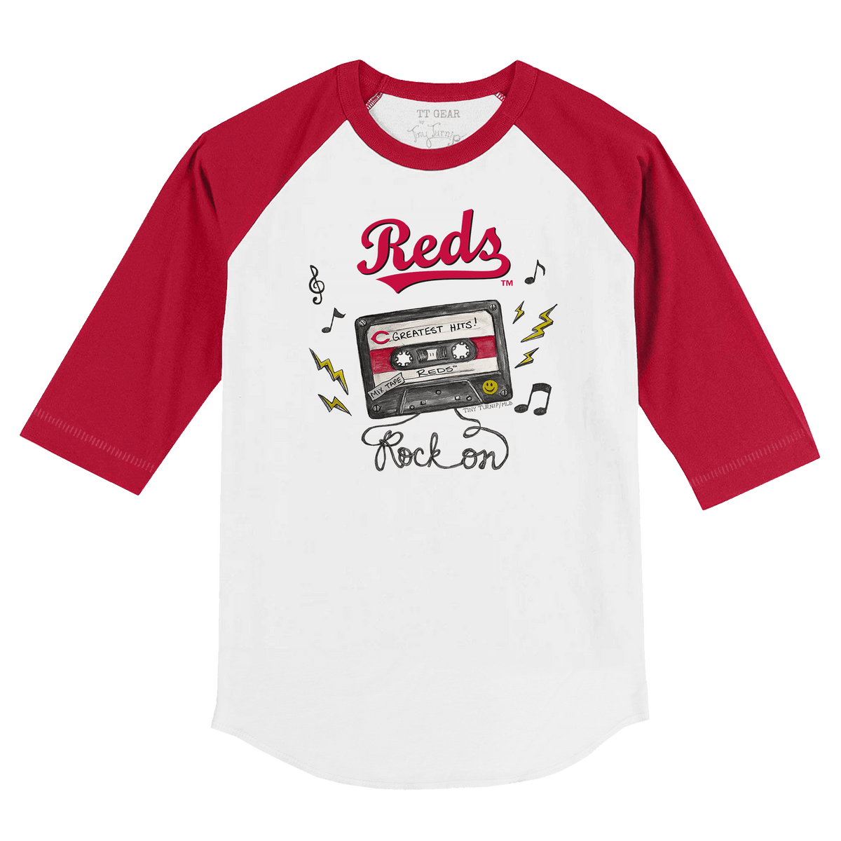 Cincinnati Reds Mixtape 3/4 Red Sleeve Raglan