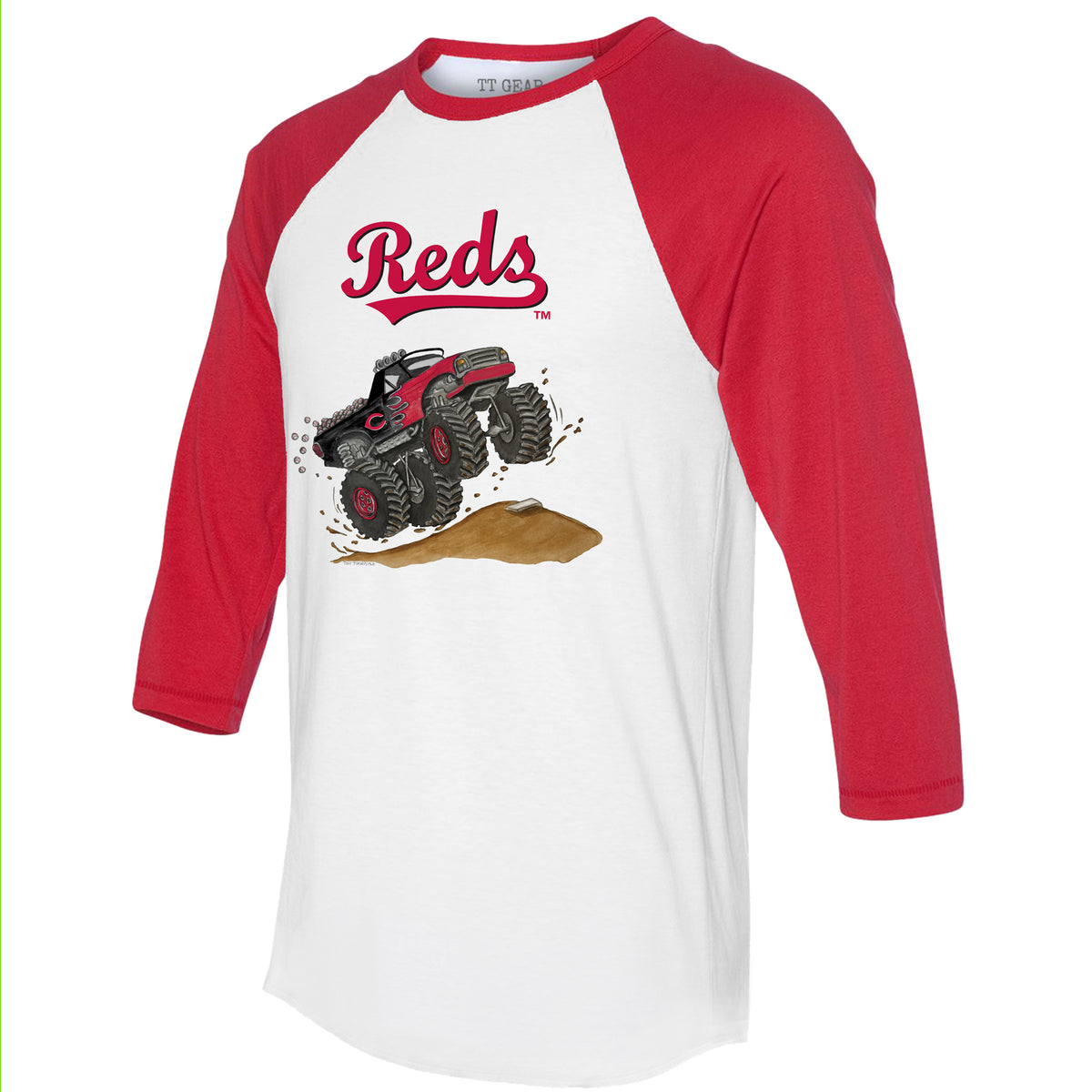 Cincinnati Reds Monster Truck 3/4 Red Sleeve Raglan