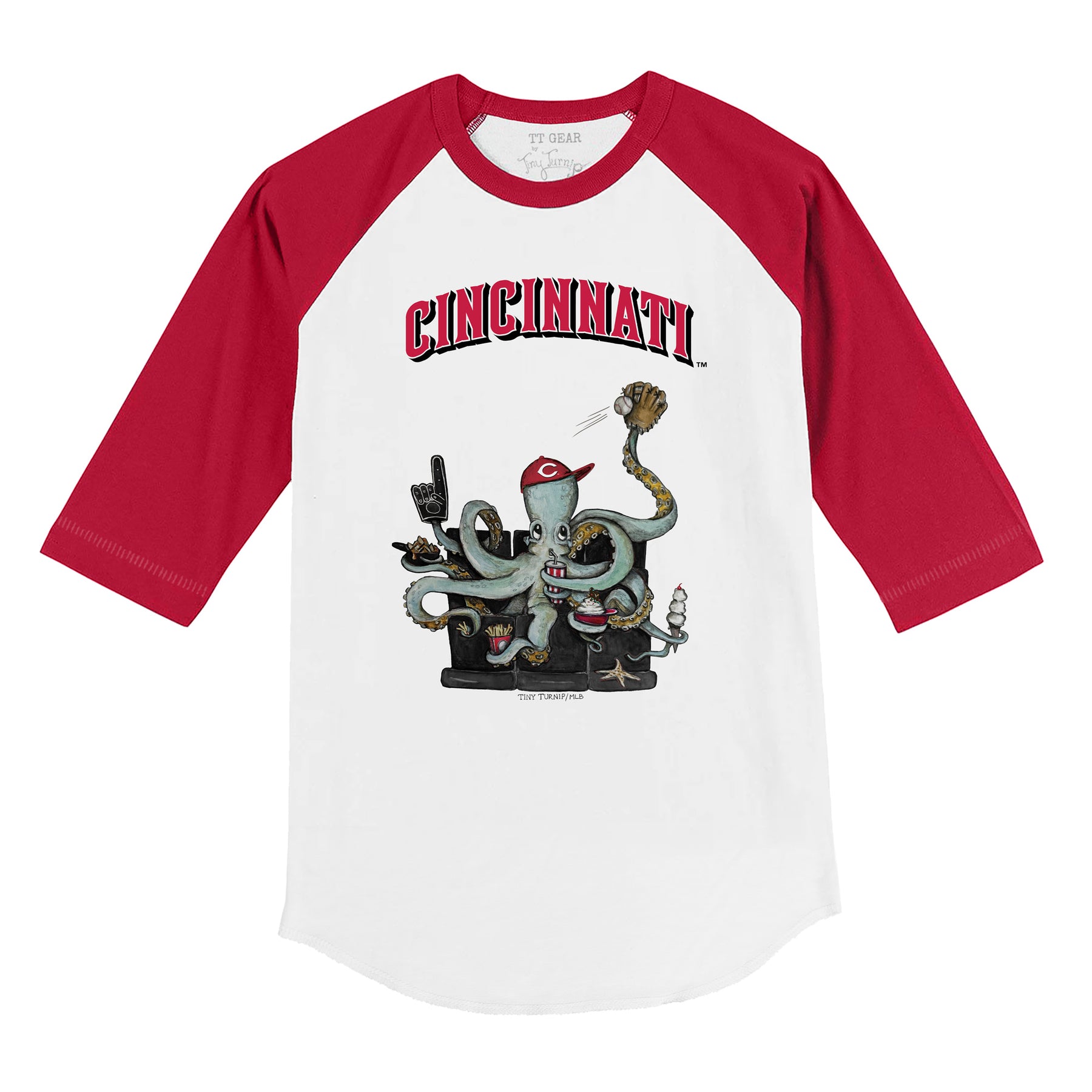 Cincinnati Reds Octopus 3/4 Red Sleeve Raglan