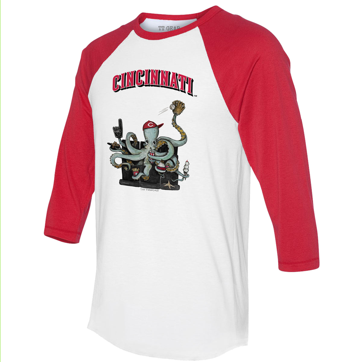 Cincinnati Reds Octopus 3/4 Red Sleeve Raglan