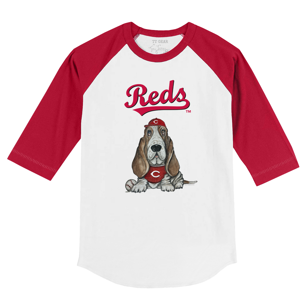 Cincinnati Reds Puddy 3/4 Red Sleeve Raglan - Tiny Turnip