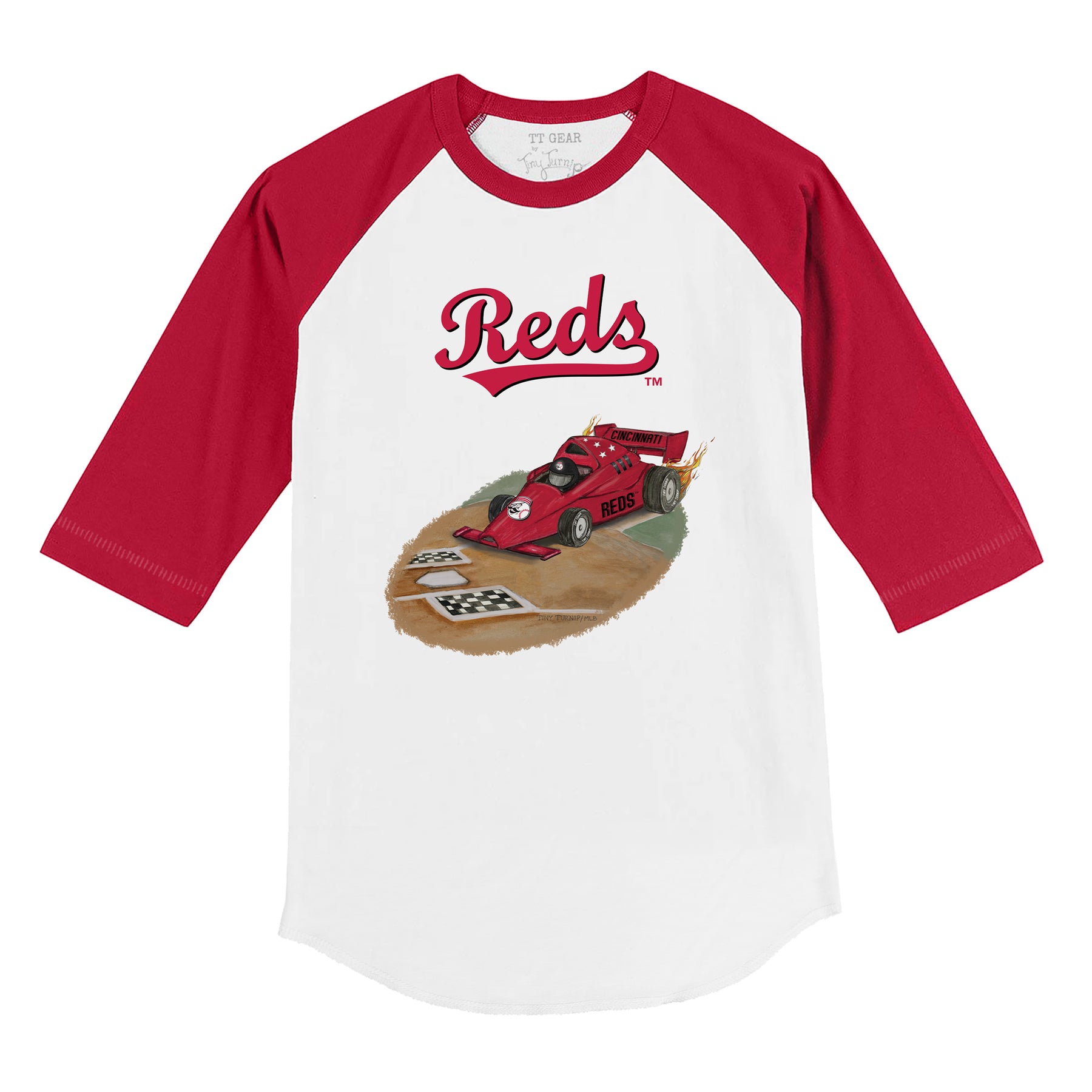 Cincinnati Reds Race Car 3/4 Red Sleeve Raglan