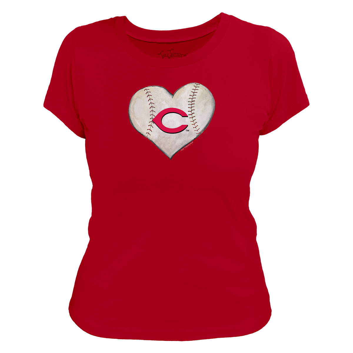Cincinnati Reds Stitched Heart Women's Tee Shirt - Tiny Turnip
