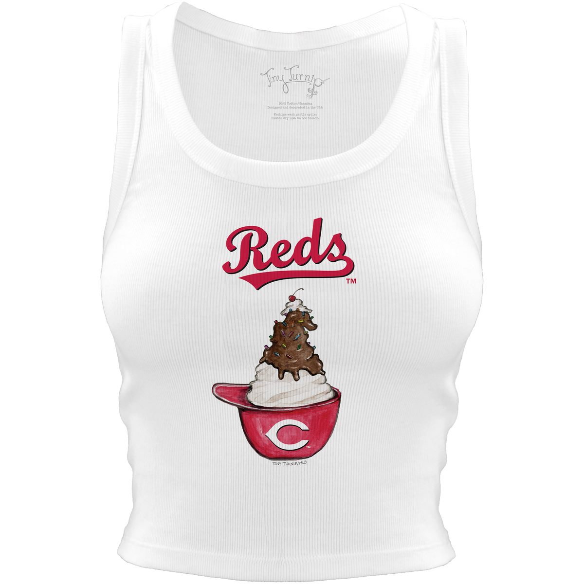 Cincinnati Reds Sundae Helmet Crop Tank - Tiny Turnip