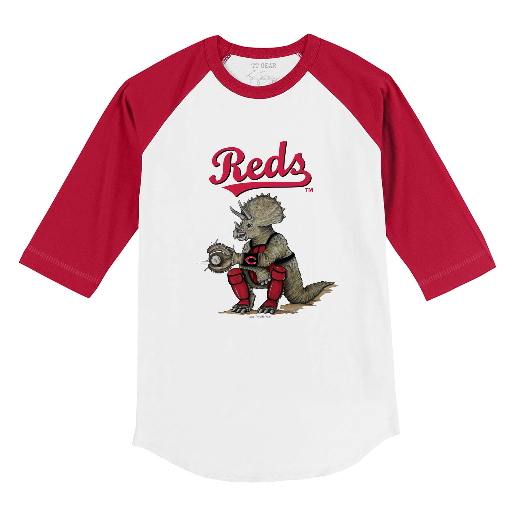Cincinnati Reds Triceratops 3/4 Red Sleeve Raglan