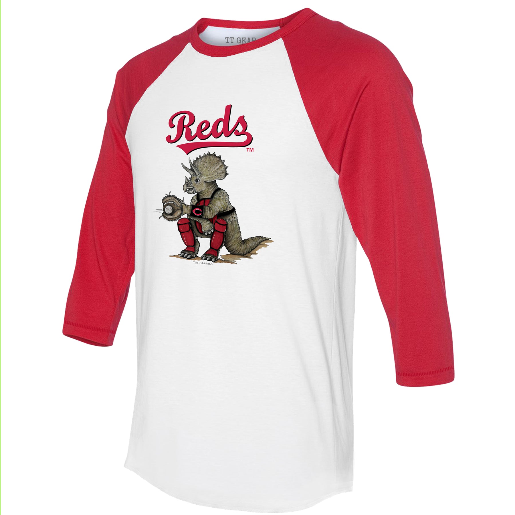 Cincinnati Reds Triceratops 3/4 Red Sleeve Raglan
