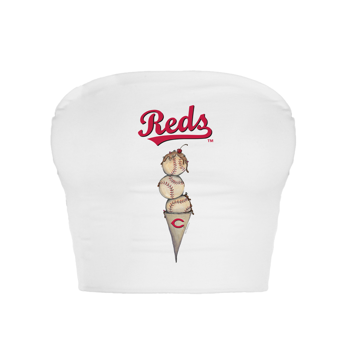 Cincinnati Reds Triple Scoop Crop Tube Top