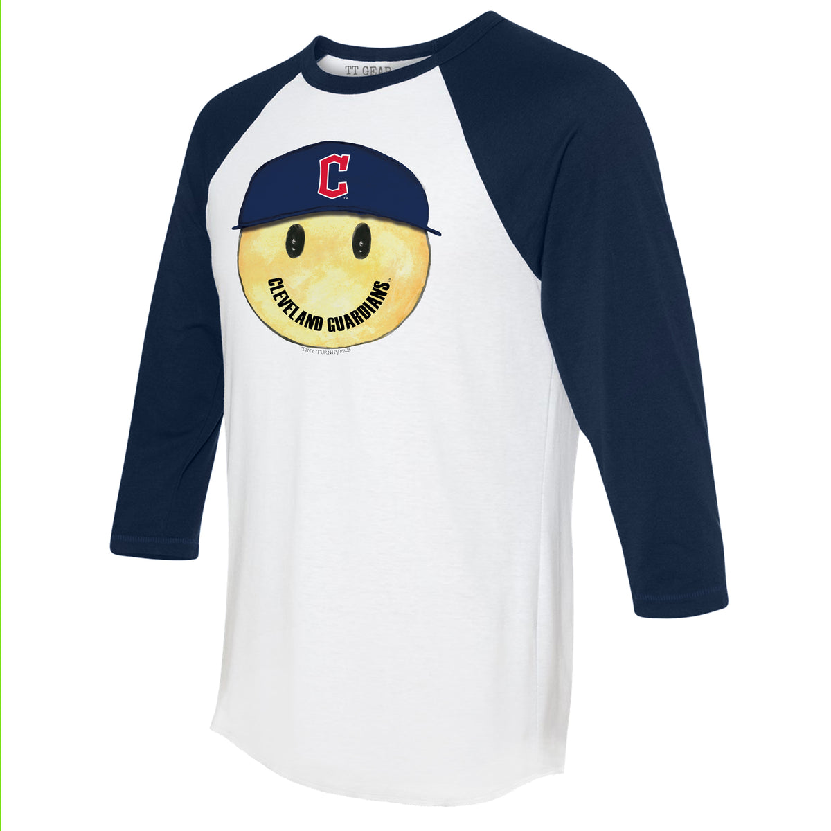 Cleveland Guardians Smiley 3/4 Navy Blue Sleeve Raglan